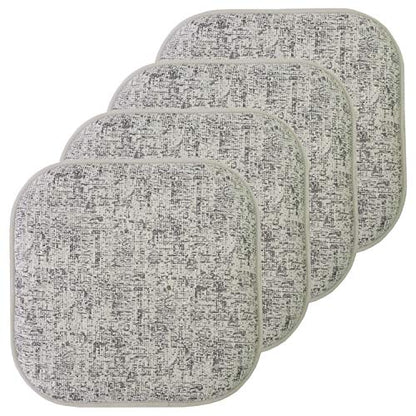 Sweet Home Collection Chair Cushion Memory Foam Pads Honeycomb Pattern Slip Non Skid Rubber Back Rounded Square 16" x 16" Seat Cover, 4 Pack, Broadway Black/White - color: Broadway Black/White, size: 4 Pack
