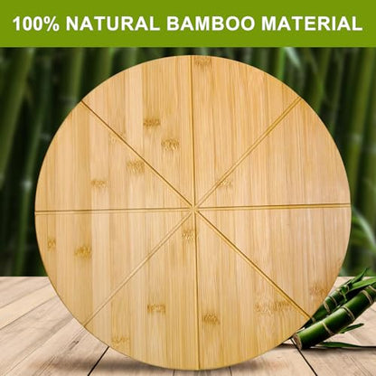 20" Pizza Cutting Board Extra Large Bamboo Wooden Round Platter Tray Prep - style: 20"
