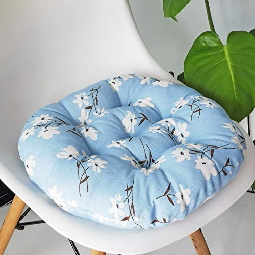 vctops Bohemian Soft Round Chair Pad Garden Patio Home Kitchen Office Seat Cushion Flower Blue Diameter 16" - color: Flower Blue, style: Diameter 16 Inch