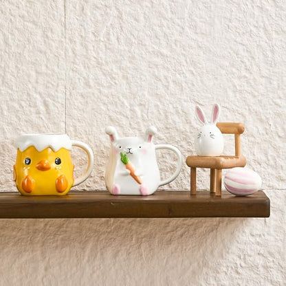 Bico Dreamy Rabbit Ceramic Hand Painted Salt & Pepper Shaker Set, Easter Decoration Table Top, Dishwasher Safe