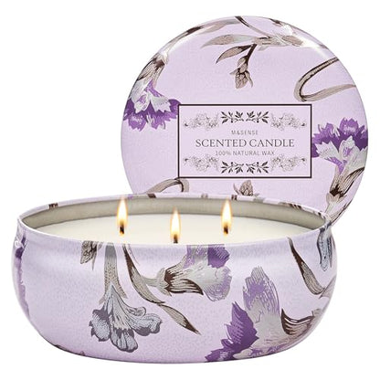 M&SENSE Citrus Berry Scented Candles 12 oz, Large 3 Wick Soy Tin Candle, Over 40 Hour Burning Time, 100% Natural Vegan Wax Relaxing Aromatherapy Aesthetic Candle Gift for Women Men - color: Citrus Berry