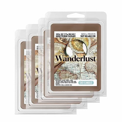 Wanderlust Scented Wax Melts - Smells Like Leather - Vanilla - Smoke - 100% Naturally Vegan Soy and Premium Fragrance | Great Gift | Handmade in Denver, Colorado (4 Pack Wax Melts) - size: 4 Pack Wax Melts