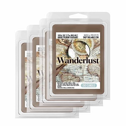 Wanderlust Scented Wax Melts - Smells Like Leather - Vanilla - Smoke - 100% Naturally Vegan Soy and Premium Fragrance | Great Gift | Handmade in Denver, Colorado (4 Pack Wax Melts) - size: 4 Pack Wax Melts