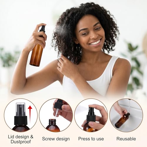 Fumusae 26 Pcs 8 oz Spray Bottles Fine Mist Cleaning Bottles, Amber Empty Plastic Travel Sprayer, Refillable Liquid Containers for Liquid Hair Oil Shampoo Lotion (8 oz,Amber)