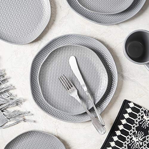 Stone Lain Abigael Weave Stoneware Dish Set, 4 Dinner Plates, Gray - color: Abigael - Gray, size: 4 Dinner Plates