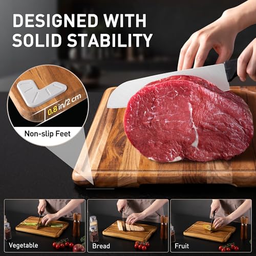 Teak Cutting Boards for Kitchen 13'' Teak Wood Wooden Charcuterie Board | Charcuterie Board, Serving, Heavy Duty, Sink Board, Non Slip, Wooden Chopping Board, Small Wooden Chopping Board - style: 13 IN