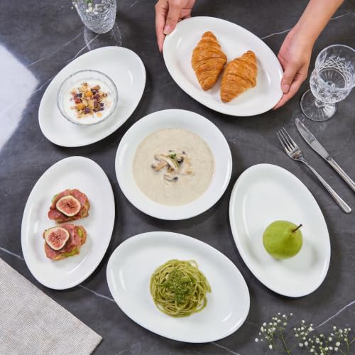 Restaurant Value, Stoneware Coupe Shape Oval Platter 9.75" x 7.25", Bright White, Case of 24 - color: Bright White, size: Oval Platter 9.75" x 7.25"