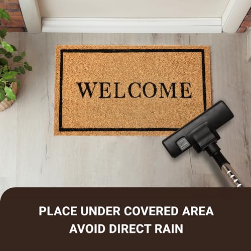 KANKUN Coco Coir Door Mat with Heavy Duty Backing, Welcome Doormat (17" x 30"), Doormat Entrance (Welcome2-1Pack) - color: Welcome2 - 1pack