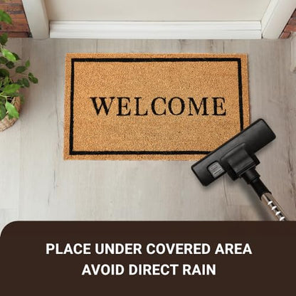 KANKUN Coco Coir Door Mat with Heavy Duty Backing, Welcome Doormat (17" x 30"), Doormat Entrance (Welcome2-1Pack) - color: Welcome2 - 1pack