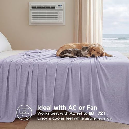 Bedsure Lavender Cooling Blanket Full Size for Hot Sleepers - Summer Blanket Full Size Cold Bed Cool Arc-Chill Thin Ice Cooled Bedding with Rayon Derived from Bamboo Night Sweats Hot Flashes, 80x90 - color: 04- Lavender, size: Full (80" X 90")