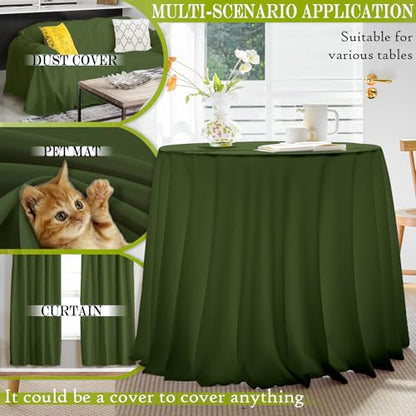 BYDOLL Table Cloth 48 Inch Round Tablecloth Fits Max38 Inch Diameter Table Top,Green Polyester Washable Wrinkle-Free Spillproof Tablecloth for Party Patio Cover - color: Green, size: 48" x 48" (Round-Fits Tables 24''-36'')