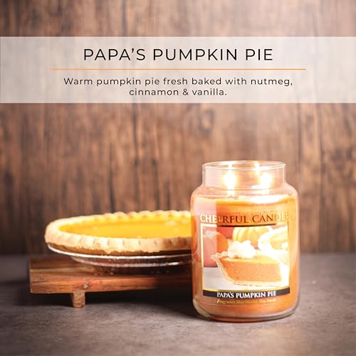 A Cheerful Giver - Papa's Pumpkin Pie Scented Glass Jar Candle (24 oz) with Lid & True to Life Fragrance Made in USA - size: 24oz