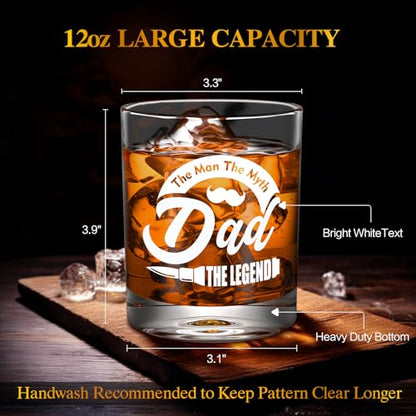 Dad Whiskey Glasses 12 oz, Rock Glasses Dads Birthday Gifts Ideas, Cool Gag Gifts for Dads Who Wants Nothing, Unique New Dad Gift from Daughter, Kids on Fathers Day - style: Dad's Whiskey Glass