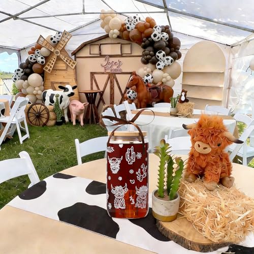 Highland Cow Gifts for Women, Glass Cups with Lid and Straw | Cute Cow Print Iced Coffee Tumbler for Cow Lovers Thanksgiving Christmas Birthday Mothers Day for Friend Teens Stuff 16oz - style: Highland Cow