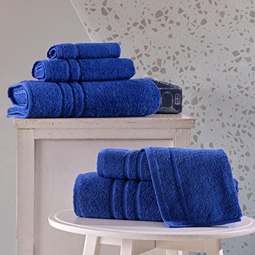 Hawmam Linen Personalized Towels - Customized Turkish Cotton Towel Set, Monogrammed Towels with Initial, Name & Embroidery, Idea for Weddings, Bridal Showers, Anniversaries, for Couples - Navy Blue - color: Royal Blue