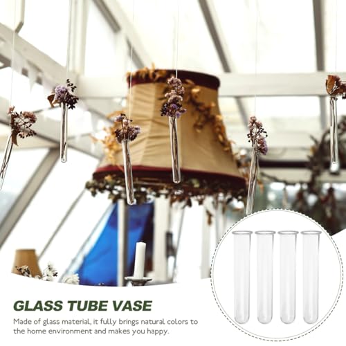 4Pcs Hydroponic Glass Tube Vases for Plant Propagation | Clear Glass Design, for Flower Arrangement, Desktop Shelf Bedside Decor, 15 x 3 cm Size