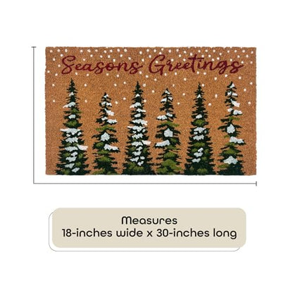 ACHIM Printed Coir Outdoor Front Door Mat, Winter Wonderland - 18 x 30 - Non-Slip Outdoor Welcome Doormat - Durable & Heavy Duty Welcome Mat for Outside with Natural Coir Fibers & Recycled Rubber