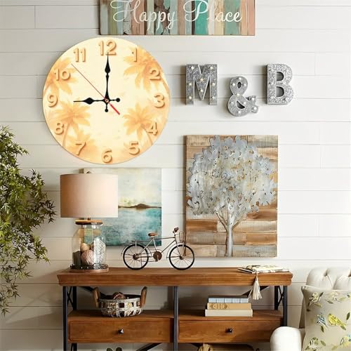 Golden Palms Minimalist Wooden Wall Clock 25cm*25cm