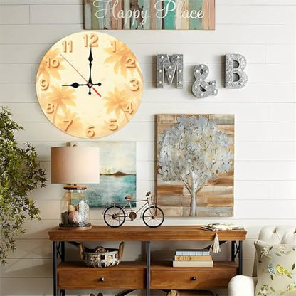 Golden Palms Minimalist Wooden Wall Clock 25cm*25cm