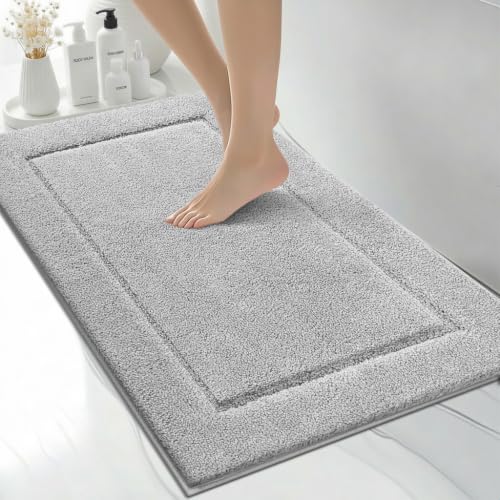 Extra Soft Bathroom Rug 24" x 36", Bath Mat, Throw Rug for Kitchen | Non Slip, Absorbent and Quick Drying, Absorbent, Washable Rug for Bathtub, sink, Shower, Bedroom, Laundry, Floor - color: Light Grey, size: 24" x 36"