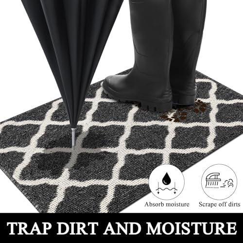 SHACOS Black Runner Rug 2x8 ft Washable Entryway Runner Rugs Non Slip Rubber Backing Hallway Rug Runner Stain Resistant Kitchen Carpet Runners - color: Black, size: 2' x 8'