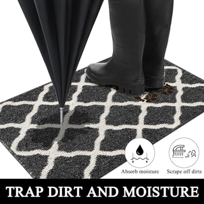 SHACOS Black Runner Rug 2x8 ft Washable Entryway Runner Rugs Non Slip Rubber Backing Hallway Rug Runner Stain Resistant Kitchen Carpet Runners - color: Black, size: 2' x 8'