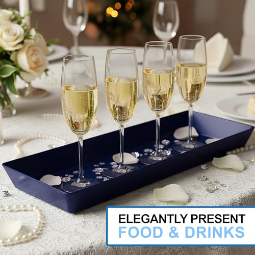 US Acrylic Coastal Plastic Serving Trays (Set of 4) 15” x 5” | Narrow Unbreakable Reusable Rectangular Party Platters | Serve Appetizers, Fruit, Veggies, & Desserts | BPA-Free & Made in USA - color: Coastal, size: 15" x 5"