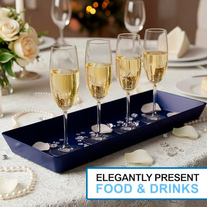US Acrylic Coastal Plastic Serving Trays (Set of 4) 15” x 5” | Narrow Unbreakable Reusable Rectangular Party Platters | Serve Appetizers, Fruit, Veggies, & Desserts | BPA-Free & Made in USA - color: Coastal, size: 15" x 5"