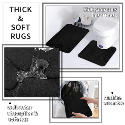 XLHOMO 26PC Bathroom Accessories Set - Gorgeous Black Bathroom Set, Bathroom Accessory Set, Black Shower Curtain Set with Bathtub Mats for Shower Tub - size: Bath Set+Bathtub Mat+Shower Curtain&Rugs, style: Black&Silver