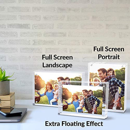 SimbaLux Magnetic Acrylic Picture Photo Frame 4x6 inches Clear Edge, 3 Pack | Clear Glass Like, Double Sided Frameless Desktop Floating Display, Free Standing, Easy to Change - size: 4" x 6" 3-Pack