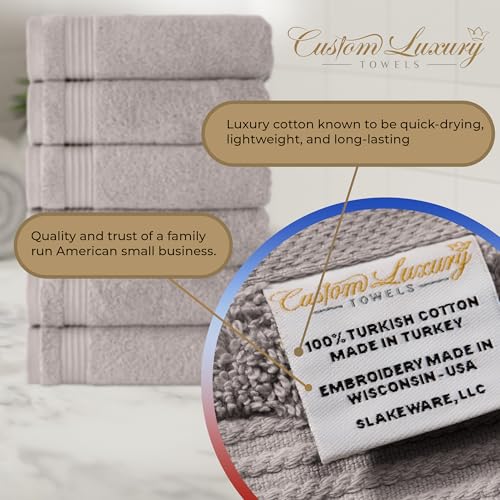 Personalized Hand Towels | Set of 2 | Choose from 12 Fonts | Genuine Turkish Cotton | Oeko-Tex Certified | Personalized Towels | Bathroom Hand Towels - color: Beige - Hand Towels