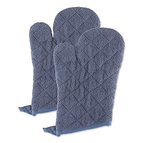 DII Basic Terry Collection 100% Cotton Quilted, Oven Mitt, Stonewash Blue, 2 Piece - color: Stonewash Blue, size: Oven Mitt