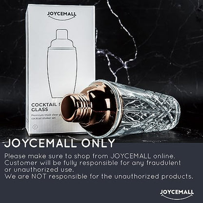 14.5 oz Glass Cocktail Shaker Set - Cut Crystal Tumbler Bartender Shaker with Stainless Sealing Steel Cap & Built - in Strainer, Martini Making Set for Home Use & Bar Use - Rosegold - color: Rosegold