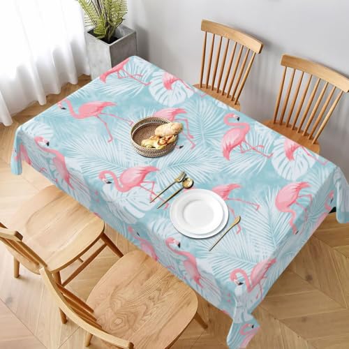 Worltoldb Flamingo Palm Leaf Tablecloths Polyester Table Cloth for Kitchen Dinning Table Washable Table Cover for Parties Wedding Picnic - color: White19