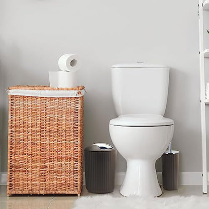 Bathroom Accessory Set, 10 Piece Brown Bathroom Set Complete | Includes Trash Can, Soap Dispenser, Toothbrush Holder, Soap Holder, Tumbler, Toilet Brush, Tray, Qtip Holders, Tissue Cover - color: Brown