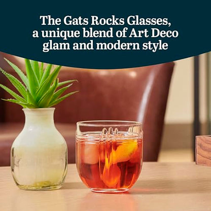 Libbey The Gats Rocks Glasses Set, Art Deco Inspired Short Drinking Glasses Set of 4, Classy Retro Cocktail Drinking Glasses for Parties and Events - color: Gats Rocks