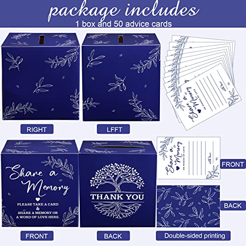 Pajean 50 Share a Memory Cards for Celebration of Life,Dark Blue,Trendy - color: Dark Blue, style: Trendy