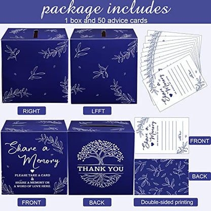 Pajean 50 Share a Memory Cards for Celebration of Life,Dark Blue,Trendy - color: Dark Blue, style: Trendy
