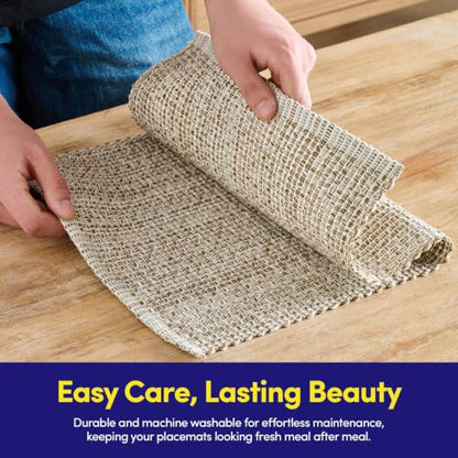 Sweet Home Collection 100% Cotton Placemats for Dining Room Rectangle Two Tone Woven Fabric 13" x 19" Soft Durable Table Mat Set, Set of 6, Eggshell - color: Eggshell, size: Rectangle 13" x 19"