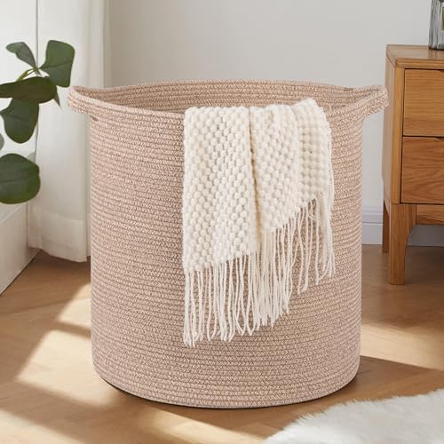 OIAHOMY 80L Laundry Hamper, Storage Basket with Handles, Laundry Basket For Toys, Pillows, Blankets,Clothes-20x18in-Brown - color: Brown, size: 18*18*20in
