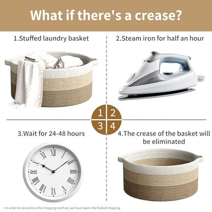 125L Extra Large Blanket Basket, 25" x 16" | Jumbo Laundry Woven Cotton Rope Basket with Handles, Baby Toy Storage, Gradual Brown - color: gradual brown, size: 1 Pack