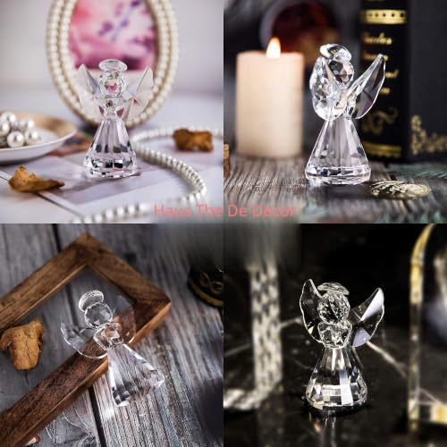 3'' Crystal Guardian Angel Figurine Gift For Women Christmas Angel Statue | Clear,Crystal Figurines Collectibles,Glass Angel Ornaments For Whimsical Home Decor Memorial Gift - style: Clear Angel