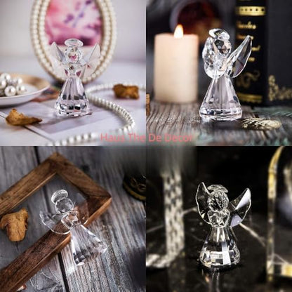 3'' Crystal Guardian Angel Figurine Gift For Women Christmas Angel Statue | Clear,Crystal Figurines Collectibles,Glass Angel Ornaments For Whimsical Home Decor Memorial Gift - style: Clear Angel