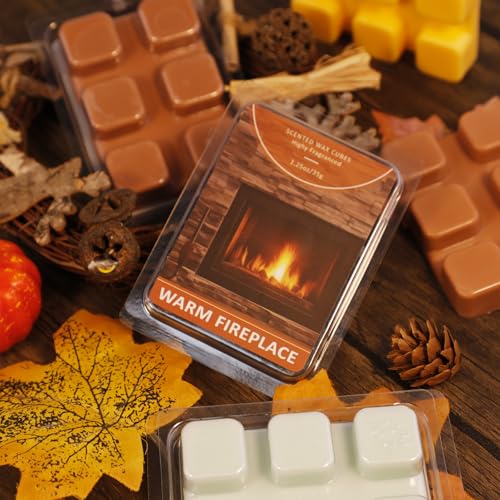 SCENTORINI Wax Melts, Warm Fireplace Scented Wax Cubes, 4 Pack | Fall Scent, Natural Soy Cubes for Candle Making, Wax Warmer, Home Christmas Decoration - size: Warm Fireplace - 4 Pack
