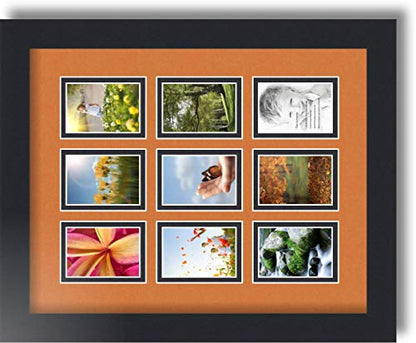 ArtToFrames Collage Photo Frame Double Mat with 9-2x3 Openings with Satin Black Frame and Octoberfest mat. - color: Octoberfest, size: 9 - 2x3
