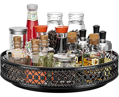 Ovicar Lazy Susan Organizer Turntable - 11 inch Rotating Spice Rack Metal Lazy Susan for Cabinet Pantry Kitchen Countertop Dining Table Cupboard Bathroom Refrigerator Vanity Black - color: 11 Inch Black