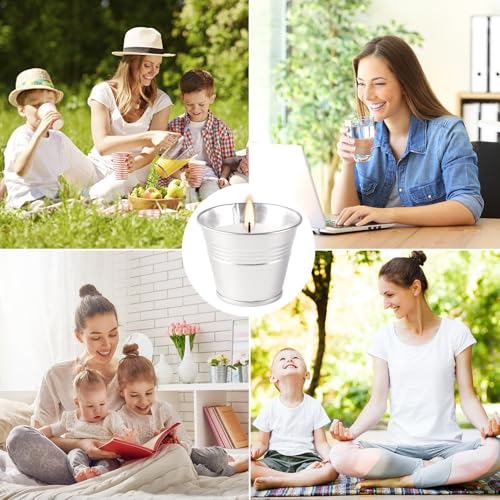 Outdoors Citronella Candles 32Pack - Garden Citronella Scented Candles, Long Burning, 2 oz Small Tin Candles Gift Sets for Home Patio Yard Indoors, Balcony, Camping BBQ & Summer Parties. - color: 32Pak-Silver-white lemongrass