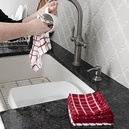 Ritz Premium 3-Pack Kitchen Towel & 6-Pack Dish Cloth Set - Highly Absorbent, Super Soft, Long-Lasting, 100% Cotton Terry Drying Cleaning Cloths, Paprika - color: Paprika Red, size: 9-Pack Bundle
