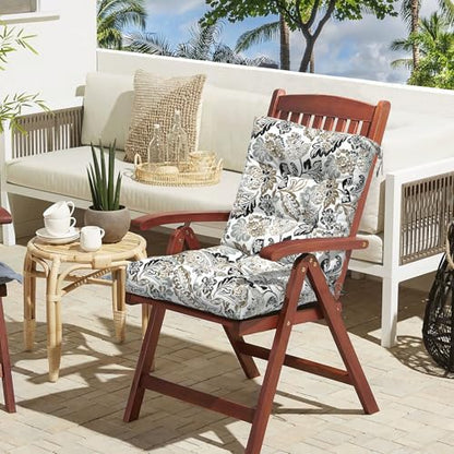 LVTXIII Outdoor Tufted Low Back Cushions Set of 2 Patio Seasonal Replacement Rocking Chair Cushion with Ties, Solid Seat and Back Chair Cushion, 42 L x 21W, Dailey Tan - color: Dailey Tan, size: 42x21x4