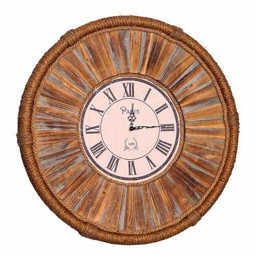 Vintage 24 Inch Wall Clocks,Quartz Silent Non Ticking,Battery Operated,Roman Numeral Style,for Bedroom, Kitchen,Living Room Farmhouse Rustic (Vintage-Grey) - color: Vintage-grey
